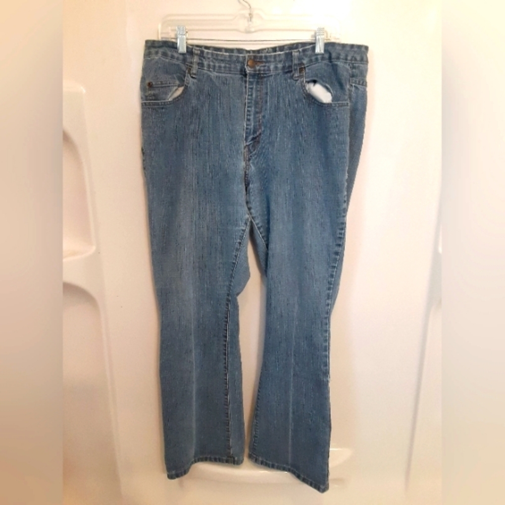 Bobbie Brooks Women's Flare Wide Leg Jeans Plus Size 16 Blue Denim